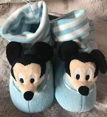 Disney Store Mickey Mouse Blue & White Slippers~18- 24 Months ~ Size 5 • £11.99