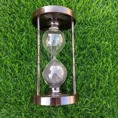 Antique Nautical Sand Timer Handmade Golden Finish Hourglass Glitter 5 Min • $28