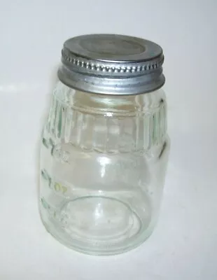 Glass Measuring Bottle Jar With Metal Lid Vintage  • $22.41