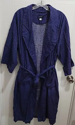 Lord & Taylor Mens Smoking Style Polka Dot Long Belted Robe Pockets Size OSFA • $32.49