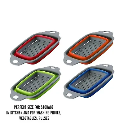 Kitchen Collapsible Colander Folding Strainer Silicone Space-Save Sieve Cooking • £6.59
