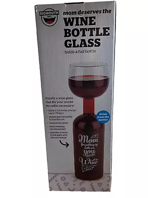 Big Mouth Inc Wine Bottle Glass Gift For Mom Holds Full Bottle 12 Inches Tall • $15.99