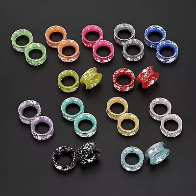 Pair Soft Silicone Ear Gauges Plugs Tunnels Silver Spots Expander Ear Piercing • $5.59
