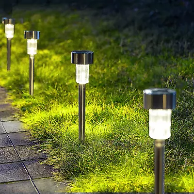 Solar Pathway Lights 12 Pack Stainless Steel IP44 Waterproof Auto On/Off Out • $34.20