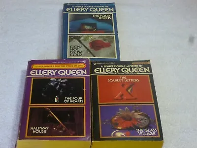Lot Of 3 Ellery Queen Signet Double Mystery Thriller Paperback Books Vintage D12 • $10.99