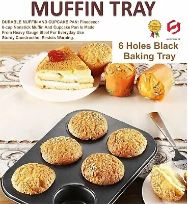 1xNON STICK 6 CUPCAKE BAKING PAN TRAY TIN CUP CAKES YORKSHIRE PUDDING MUFFIN BUN • £7.99