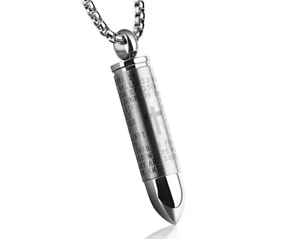 Men/ Women Titanium Stainless Steel Bible Cross Open Bullet Chain Necklace 21.6  • $13.99