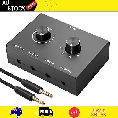 1 In 4 Out 3.5mm Stereo Audio Switch Switcher Headphone Selector Splitter Box • $27.95