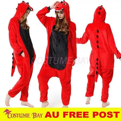 Red Dinosaur Jumpsuit Onesie Adult Kigurumi Unisex PajamasCostume Birthday Party • $29.95