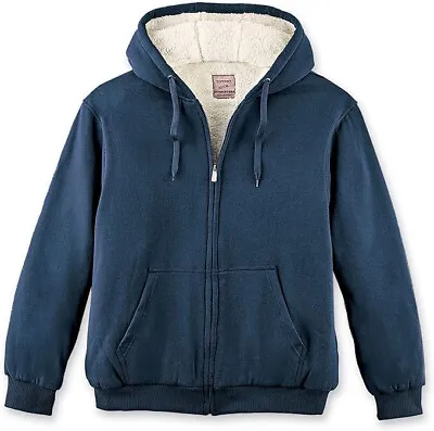 Victory Outfitters Men's Navy Fleece Zip Up Hoodie White Sherpa Lining SZ: M-XXL • $29.99
