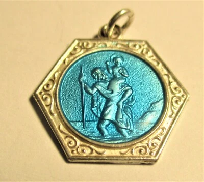£8.99 • Buy Silver Vintage Charm Bracelet Charm Georg Jensen Enamelled St Christopher !!