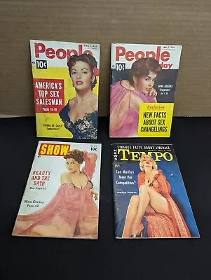 Vintage Photo Magazine Lot Of 4 - Tempo People Marilyn Monroe (1954) Pin-up • $59.99