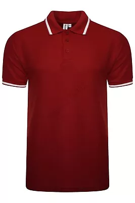 Mens Polo Shirt Short Sleeve Plain Tipping Collar Pique T Shirt Shirt Summer Top • £6.99