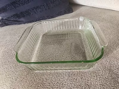 VINTAGE Martha Stewart Casserole Dish Baking 8 X 8 Light Green Glass Ribbed MSE • $25