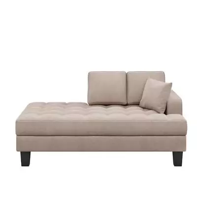 Modern Style Deep Tufted Upholstered Textured Fabric Chaise Lounge W/Toss Pillow • $378.49