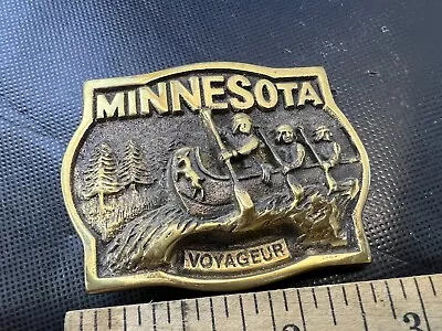 Minnesota Voyageur Belt Buckle Registered Brass Vtg 1980 Heritage Mint   .BMW746 • $29.95