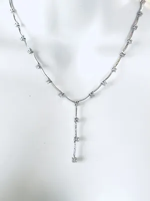 Genuine 925 Sterling Silver Y Necklace Cubic Zirconia Stations Macy's Alfani • $14.99