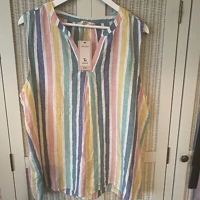 Tu Linen Blend Strip Sleeveless Top Bnwt Size 20 • £9.50