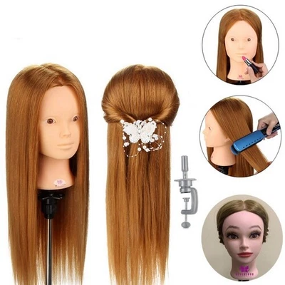 £21.99 • Buy 22  50% Real Hair Training Head Make Up Hairdressing Mannequin Doll With Clamp