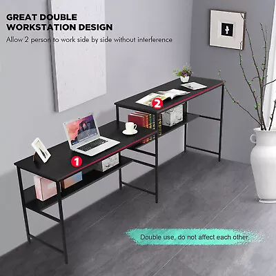 Work Study Table Double Workstation With Storage Large Dual Computer Desk • $39.99