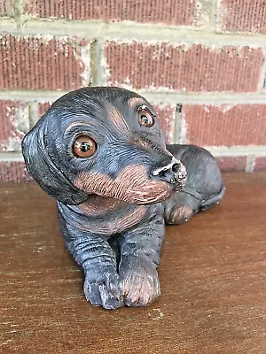 Vintage Dachshund Collectible Bandanna Resin Figurine Sculpture Signed 1982 USA • $19.89
