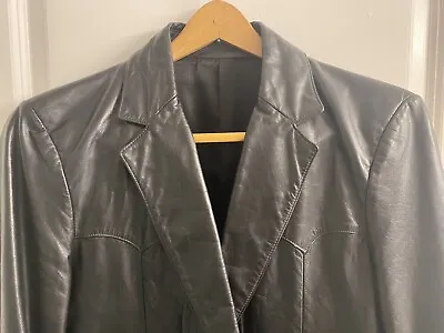 Oakridge By Scully -  Mens Western Black Leather Blazer - 40R - Mint! • $125