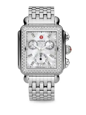 Michele Deco Day Mother Of Pearl Dial Diamonds Steel Ladies Watch (MWW06P000099) • $1225