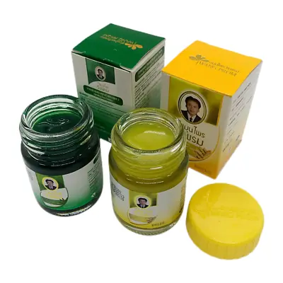 Wang Prom Thai Herbal Message Balm Green Yellow Insect/pain 20 G X 2 Pcs. • $25.79