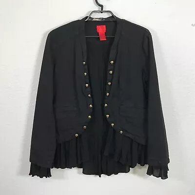 Cristina Blazer Size L Cotton Blend Black Long Sleeve Military Style Buttons • $44