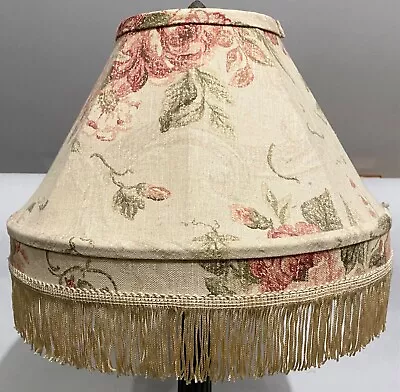 Vintage Stiffel Fabric Lamp Shade Floral Motif With Fringe • $44.37