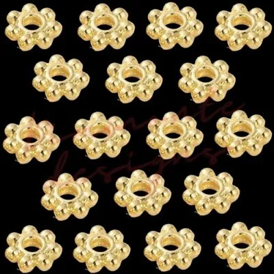 100 Pcs - 4mm Gold Plated Daisy Spacer Beads Jewellery Craft Findings Beads G62 • £2.39