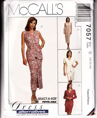 McCalls Sewing Pattern 7057 Dress Skirt Jacket Waistcoat 10-14 Vintage 1990s • £7.99