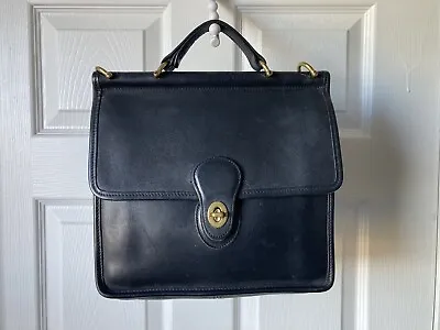 Vintage Coach Willis Black Leather Turn Lock Handbag - 9927 No Strap • $148.50