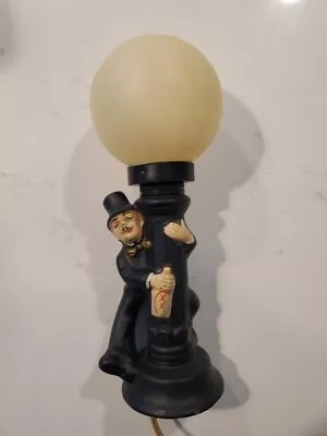 Vintage Bar Ware Lamp. Drunk Charlie Chaplin Holding Lamp Post. Original Globe • $40