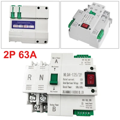 £25.06 • Buy 220V 2P 63A Dual Power Automatic Transfer Switch For Generator Changeover Switch