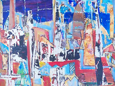 Collage Mix Media On Board Abstract Painting By Listed Artist Windsor Utley • $2450