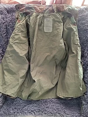 US Army Cold Weather Field Jacket M65 Woodland Camo Men Large Long Coat Alpha In • $29