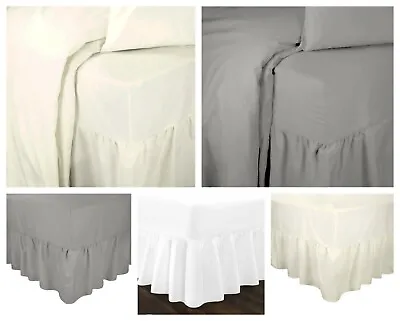 £4.27 • Buy Poly Cotton Fitted Valence Ruffled Bed Sheet Percale 25 CM Box 40cm Frill Drop