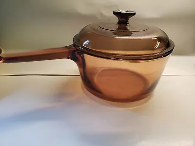 Vision Ware Corning ~2.5L Saucepan Pot Pan With LID~ Amber Glass USA • $28.88