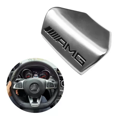 Chrome Steering Wheel Emblem For AMG Squared Base Badge C E Class 16-17 Modified • $12.89