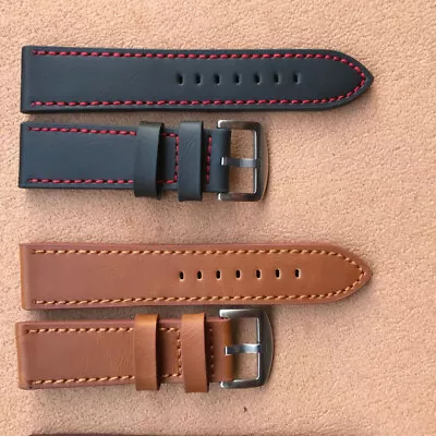 Solid Grain Genuine Leather Watch Band Watch Strap Men Women Strap 18-24MM • £2.99