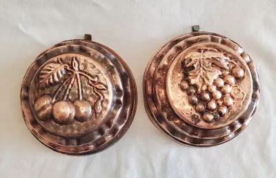 VINTAGE TIN LINED COPPER MOLDS CHERRIES And GRAPES  DECORATION Beautiful • $41.99