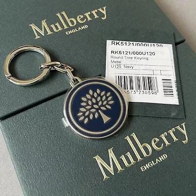 Genuine MULBERRY Navy Metal Tree Keyring Key Ring ~ NEW With Box And Tag • £44.95