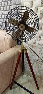 Antique Electric Working Fan W/Wooden Stand Vintage Style Royal Navy Floor Fan • $179.10