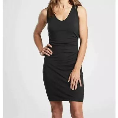 ATHELTA Womens Size XS Black Sleeveless Ruched Della Modal Athleisure Dress • $24.49