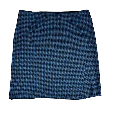 J. JILL Skirt Women's M Straight Blue Black Houndstooth Ponte Knit Elastic Waist • $35