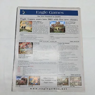 $11.99 • Buy Eagle Games 2003 Sellsheet Flyer Lord Of The Rings Age Of Mythology