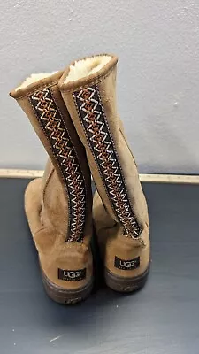 UGG Womens Ultra Tall Revival Braid Boots Sand Tan Sheepskin Wool Size 9 • $35