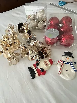 Bulk Lot Christmas Decorations 24+ Items Gold Metal Angels Disco Baubles + More • $30