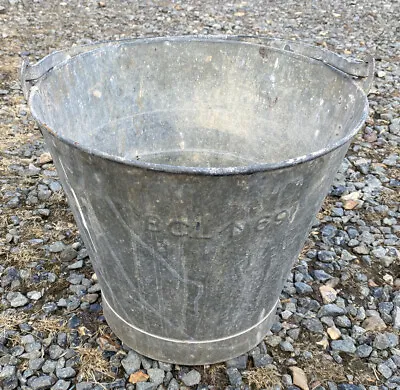 Old Vintage Military BCL 69 10.75” Tall Galvanised Metal Bucket Pail Planter • £38